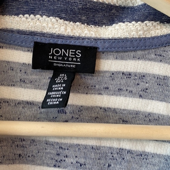 Jones New York Quarter Zip Striped Fringe Large - Picture 6 of 9